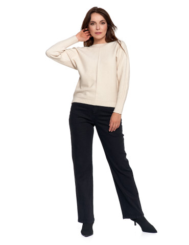 Swetry - Sweter damski wiskozowy o luźnym kroju KREMOWY - produkt 8