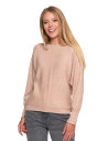 Sweter damski wiskozowy o luźnym kroju BRĄZOWY