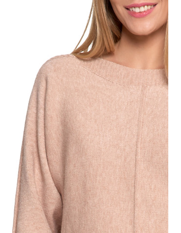 Swetry - Sweter damski wiskozowy o luźnym kroju BRĄZOWY - produkt 4