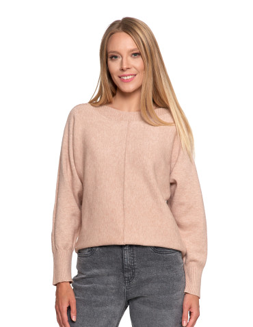 Swetry - Sweter damski wiskozowy o luźnym kroju BRĄZOWY - produkt 8