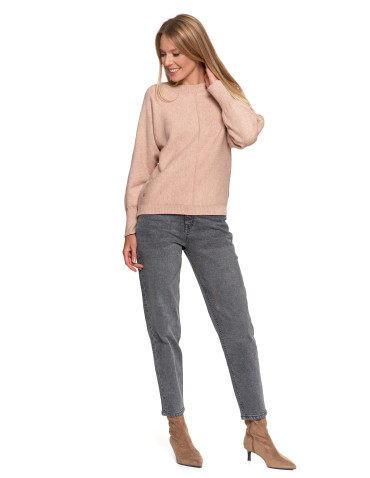 Swetry - Sweter damski wiskozowy o luźnym kroju BRĄZOWY - produkt 14