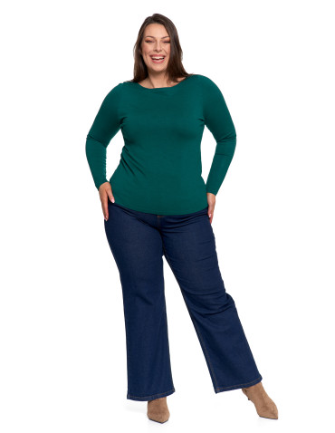 Swetry - Sweter damski z wiskozy cienki o dopasowanym kroju ZIELONY - produkt 12