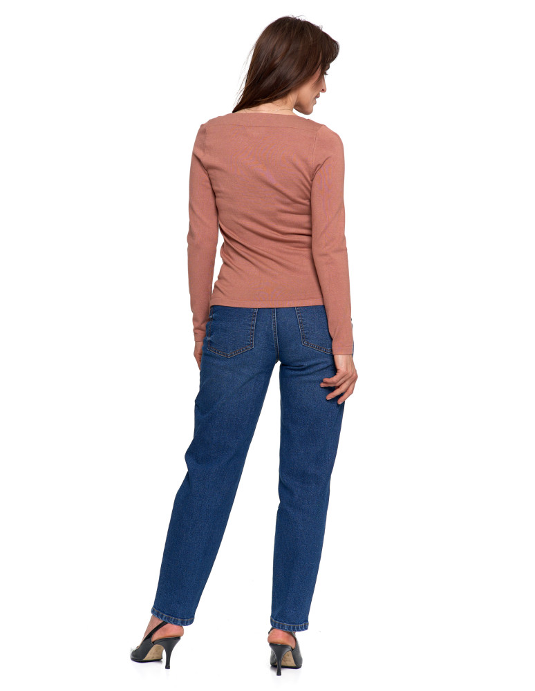 Swetry - Sweter damski z wiskozy cienki o dopasowanym kroju MOKKA  - produkt moraj.pl 7