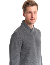 Męski sweter dzianinowy ze stójką i dekoltem w serek  - produkt 2