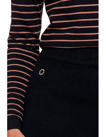 Spódnice - Damska spódnica sweterkowa midi z rozcięciem CZARNY - produkt 3