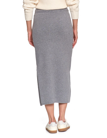 Spódnice - Damska spódnica sweterkowa midi z rozcięciem SZARY - produkt 3