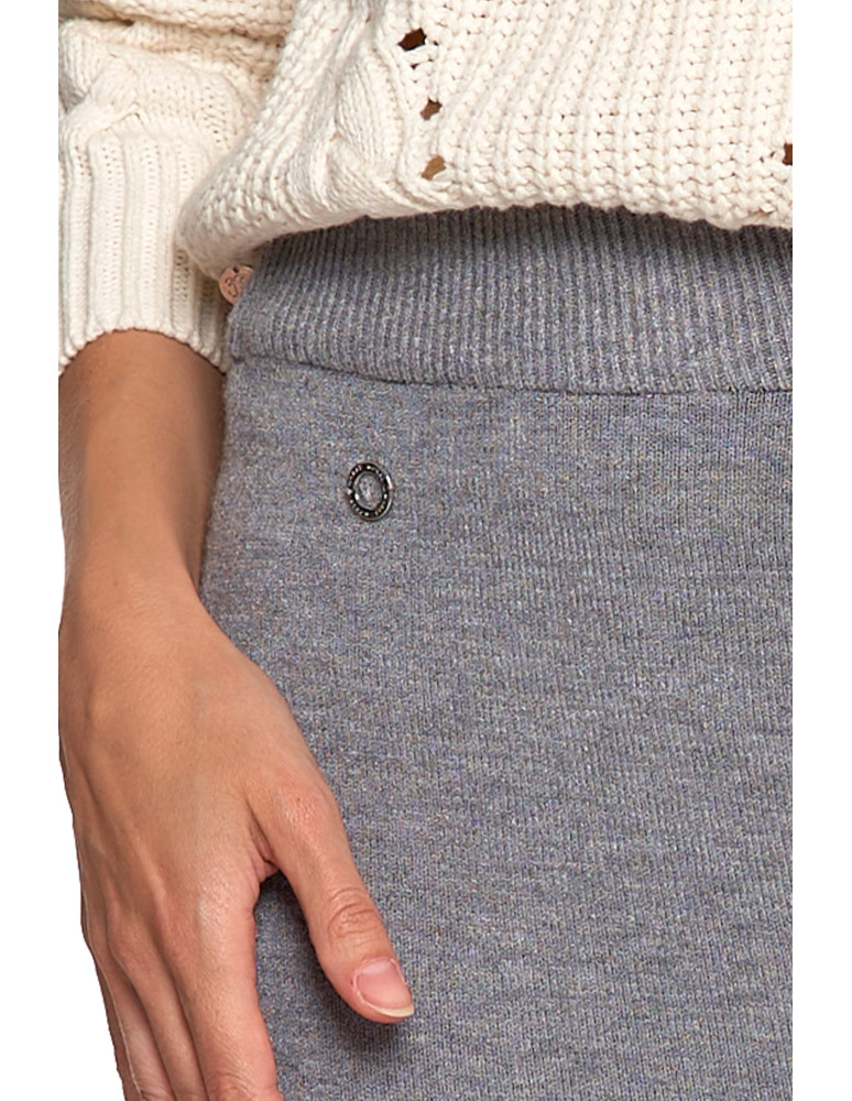 Spódnice - Damska spódnica sweterkowa midi z rozcięciem SZARY  - produkt moraj.pl 4