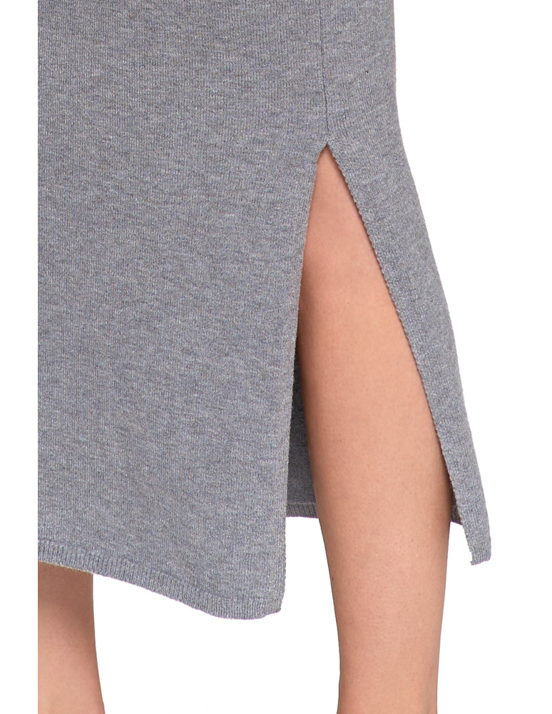 Spódnice - Damska spódnica sweterkowa midi z rozcięciem SZARY  - produkt moraj.pl 5