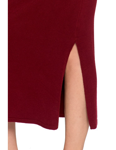 Spódnice - Damska spódnica sweterkowa midi z rozcięciem CZERWONY - produkt 6