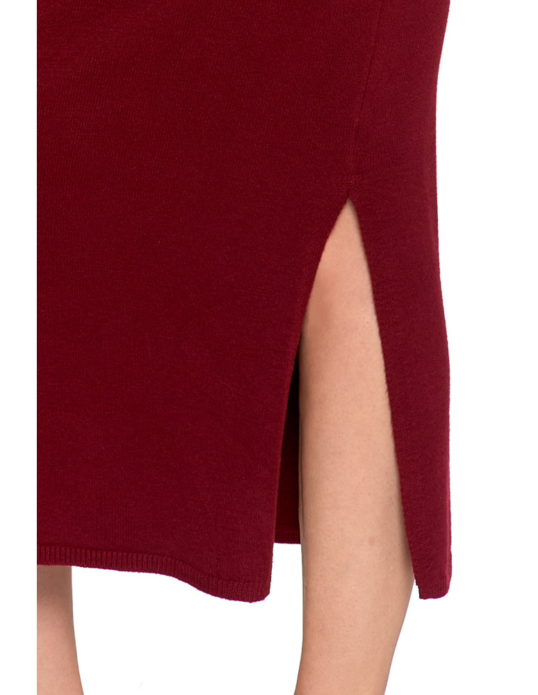 Spódnice - Damska spódnica sweterkowa midi z rozcięciem CZERWONY  - produkt moraj.pl 6