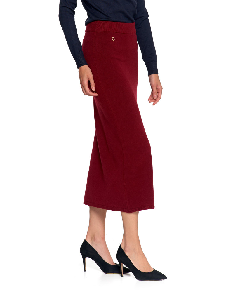 Spódnice - Damska spódnica sweterkowa midi z rozcięciem CZERWONY  - produkt moraj.pl 8