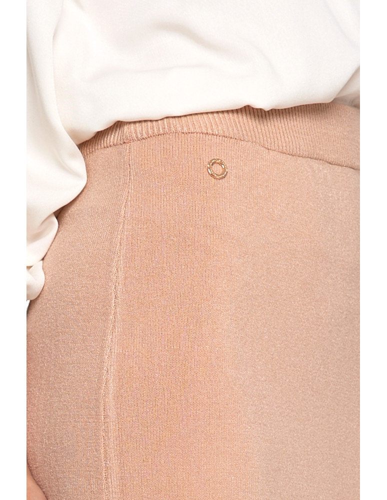 Spódnice - Damska spódnica sweterkowa midi z rozcięciem BEŻOWY  - produkt moraj.pl 3