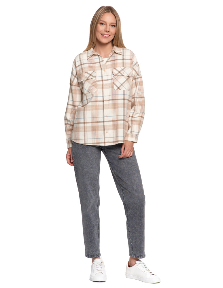 Bluzki i koszule - Koszula damska flanelowa w kratkę bawełniana WZÓR 1  - produkt moraj.pl 12