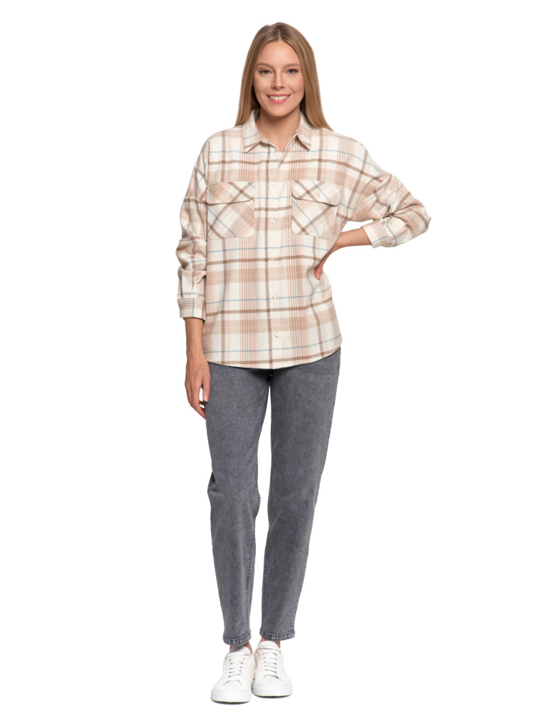 Bluzki i koszule - Koszula damska flanelowa w kratkę bawełniana WZÓR 1  - produkt moraj.pl 13