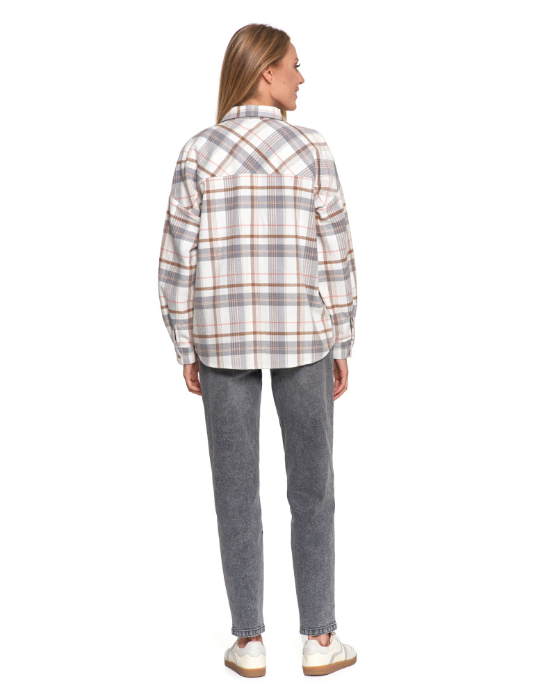 Bluzki i koszule - Koszula damska flanelowa w kratkę bawełniana WZÓR 2  - produkt moraj.pl 7