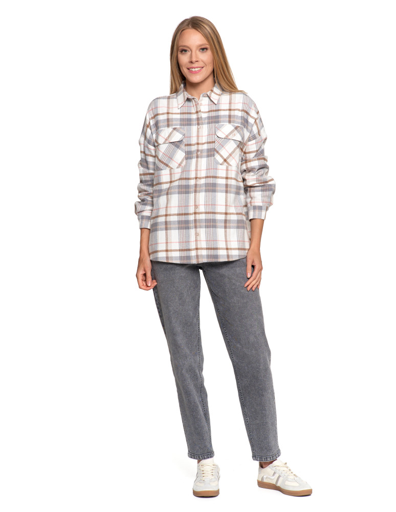 Bluzki i koszule - Koszula damska flanelowa w kratkę bawełniana WZÓR 2  - produkt moraj.pl 8