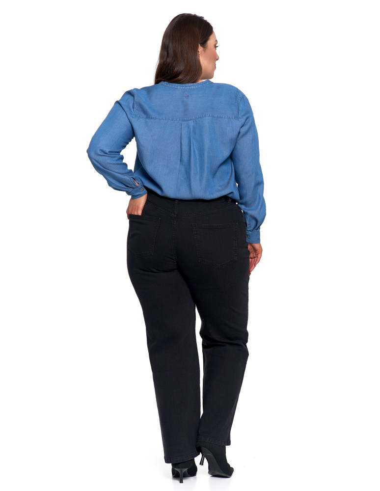 Bluzki i koszule - Damska bluzka luźna z dekoltem V i zapięciem JASNY NIEBIESKI   - produkt moraj.pl 23