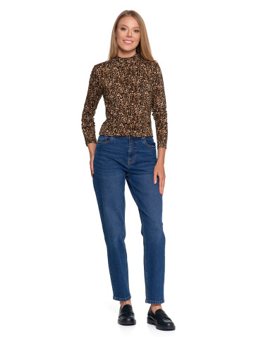 Bluzki i koszule - Damska bluzka z długim rękawem i stójką z wiskozy BRĄZOWY - produkt 8