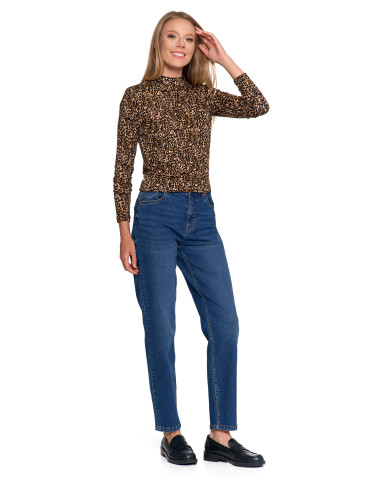 Bluzki i koszule - Damska bluzka z długim rękawem i stójką z wiskozy BRĄZOWY - produkt 10