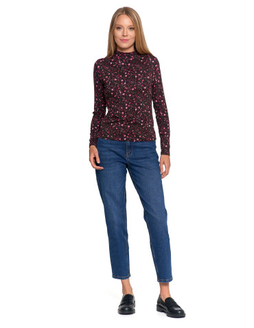 Bluzki i koszule - Damska bluzka z długim rękawem i stójką z wiskozy FIOLETOWY - produkt 5