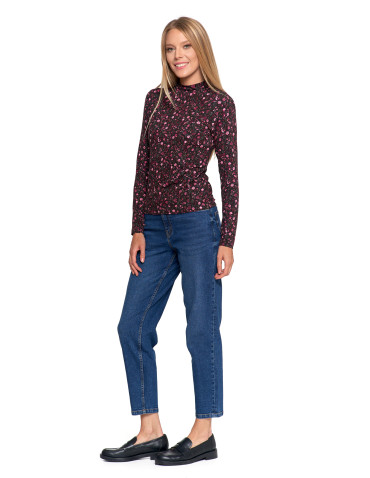 Bluzki i koszule - Damska bluzka z długim rękawem i stójką z wiskozy FIOLETOWY - produkt 6