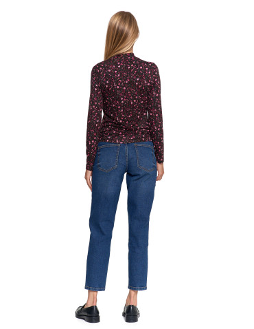 Bluzki i koszule - Damska bluzka z długim rękawem i stójką z wiskozy FIOLETOWY - produkt 7