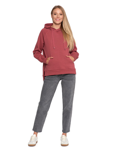 Bluzy - Bluza damska dresowa bawełniana luźna ocieplana RÓŻOWY - produkt 5