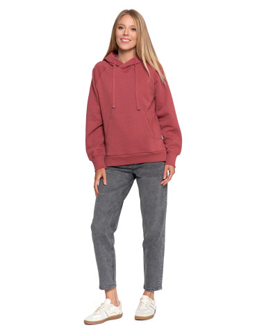 Bluzy - Bluza damska dresowa bawełniana luźna ocieplana RÓŻOWY - produkt 11