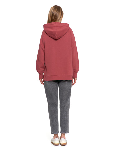 Bluzy - Bluza damska dresowa bawełniana luźna ocieplana RÓŻOWY - produkt 12