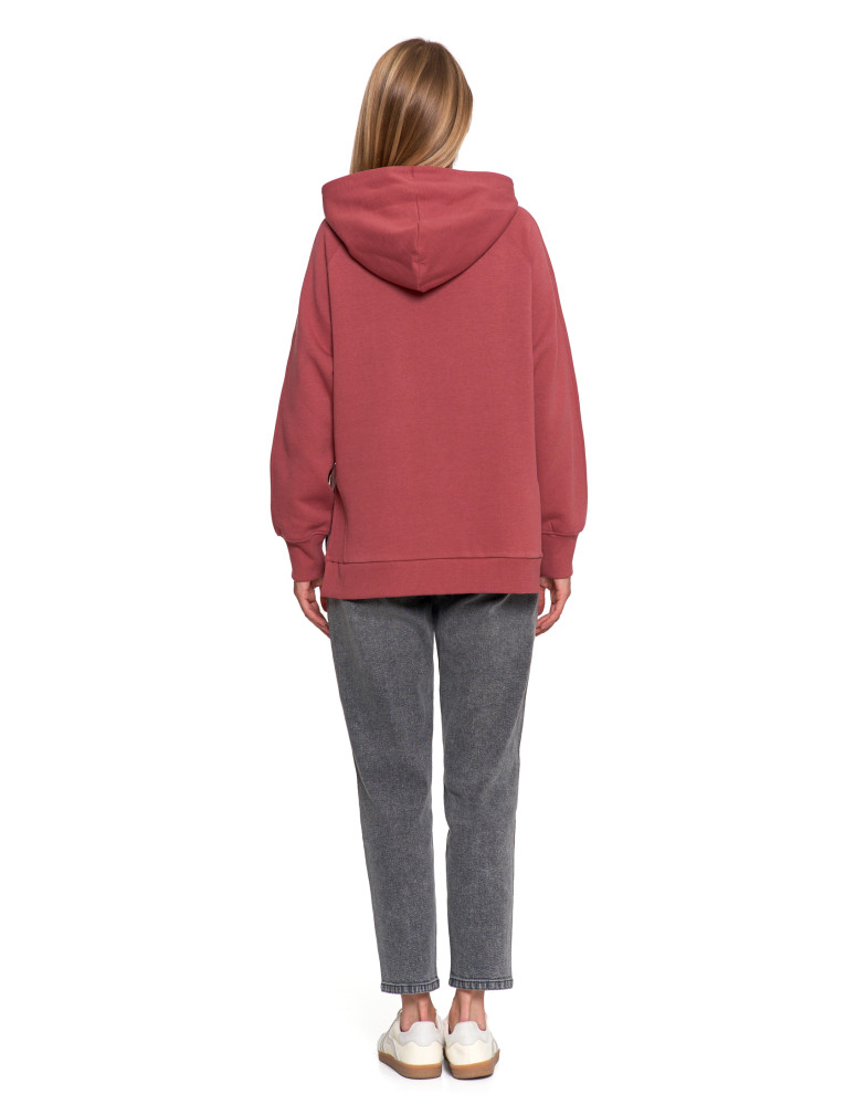 Bluzy - Bluza damska dresowa bawełniana luźna ocieplana RÓŻOWY - produkt moraj.pl 12