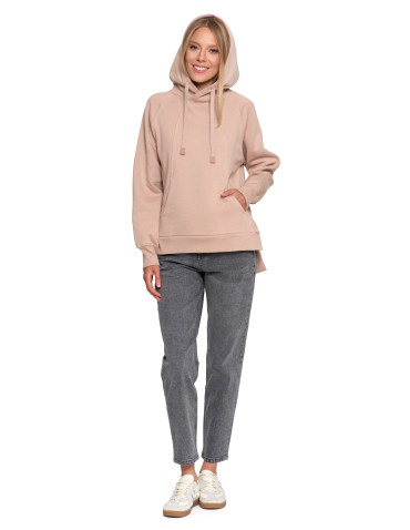 Bluzy - Bluza damska dresowa bawełniana luźna ocieplana BEŻOWY - produkt 9