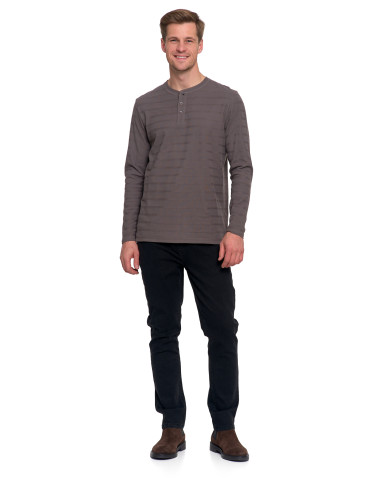 Koszulki, topy, koszule - Koszulka męska longsleeve bawełniany z guzikami SZARY - produkt 5