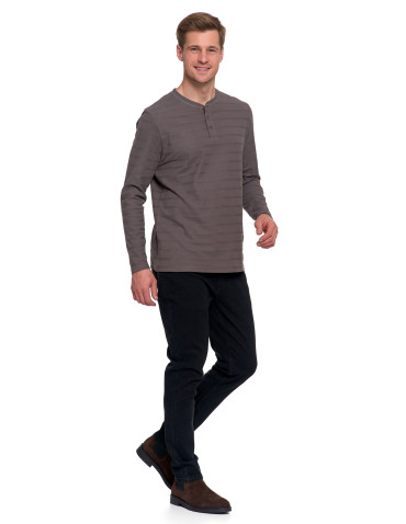 Koszulki, topy, koszule - Koszulka męska longsleeve bawełniany z guzikami SZARY - produkt 6