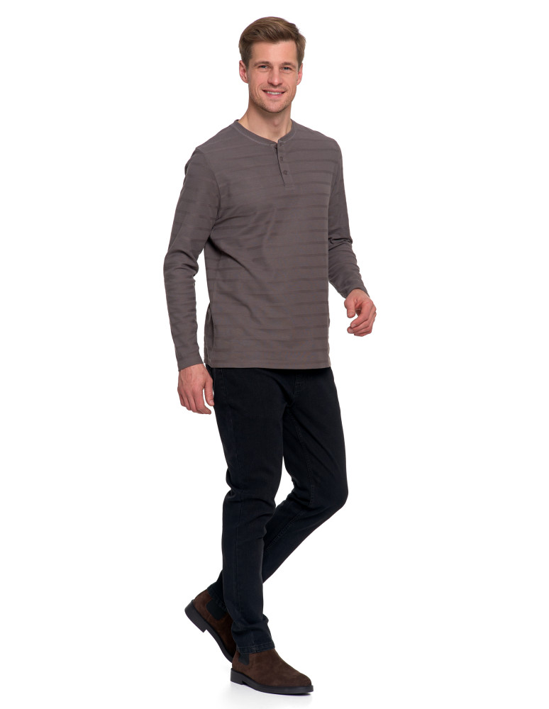 Koszulki, topy, koszule - Koszulka męska longsleeve bawełniany z guzikami SZARY  - produkt moraj.pl 6