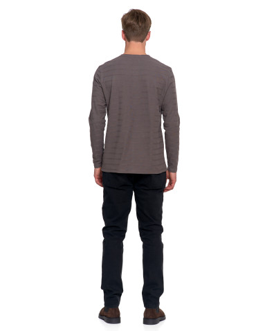 Koszulki, topy, koszule - Koszulka męska longsleeve bawełniany z guzikami SZARY - produkt 7