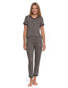 Piżama damska z wiskozy z długimi spodniami w panterkę WZÓR 1