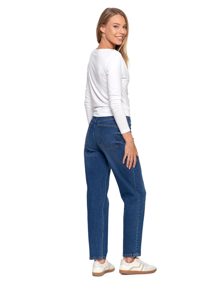 Bluzki i koszule - Bluzka damska z wiskozy z długim rękawem i dekoltem w łódkę BIAŁY - produkt moraj.pl 12