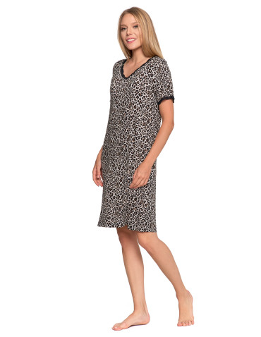 Koszula nocna damska z wiskozy w panterkę i koronką - produkt 2
