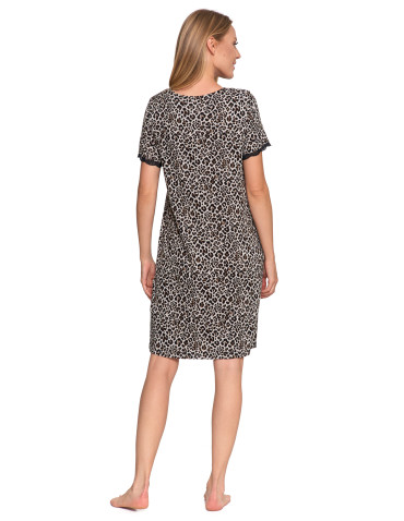 KOSZULE NOCNE - Koszula nocna damska z wiskozy w panterkę i koronką WZÓR 1 - produkt 3