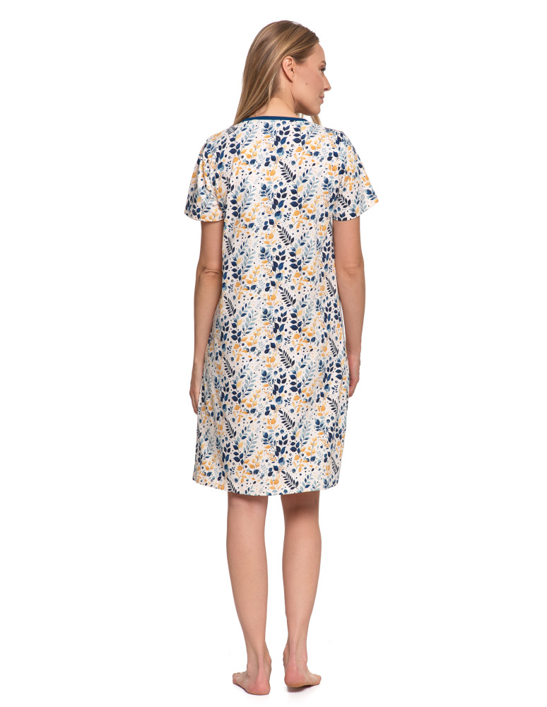 Koszule nocne - Koszula nocna damska bawełniana z krótkim rękawem KREMOWY - produkt moraj.pl 2