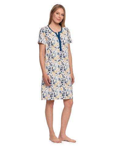 Koszule nocne - Koszula nocna damska bawełniana z krótkim rękawem KREMOWY - produkt 3