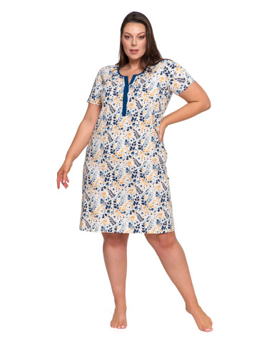 Koszule nocne - Koszula nocna damska bawełniana z krótkim rękawem KREMOWY - produkt 4