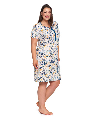 Koszule nocne - Koszula nocna damska bawełniana z krótkim rękawem KREMOWY - produkt 5