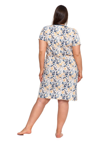 Koszule nocne - Koszula nocna damska bawełniana z krótkim rękawem KREMOWY - produkt 6