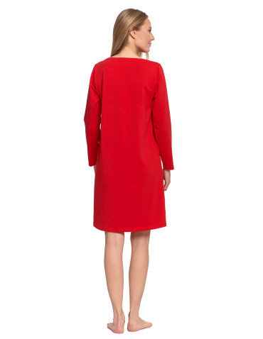Koszule nocne - Damska koszula nocna świąteczna z długim rękawem CZERWONY - produkt 3