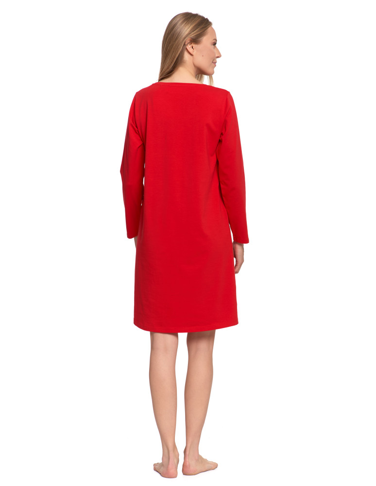 Koszule nocne - Damska koszula nocna świąteczna z długim rękawem CZERWONY - produkt moraj.pl 3