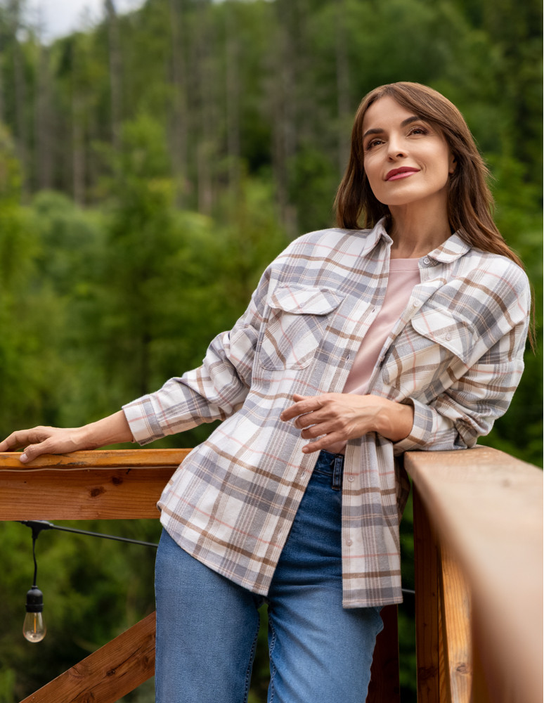 Bluzki i koszule - Koszula damska flanelowa w kratkę bawełniana WZÓR 2 - produkt moraj.pl 1