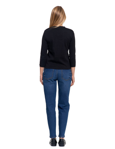 Bluzki i koszule - Bluzka damska bawełniana z rękawem 3/4 i guzikami CZARNY - produkt 9