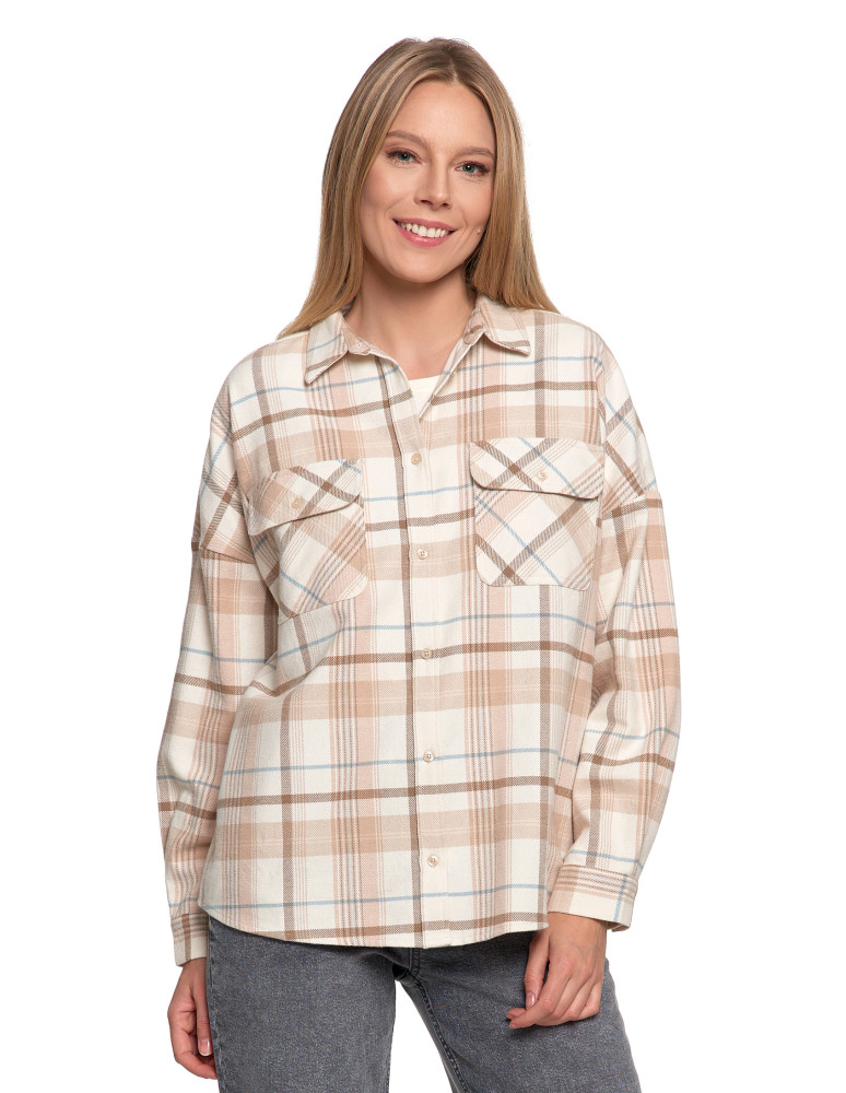 Bluzki i koszule - Koszula damska flanelowa w kratkę bawełniana WZÓR 1  - produkt moraj.pl 2