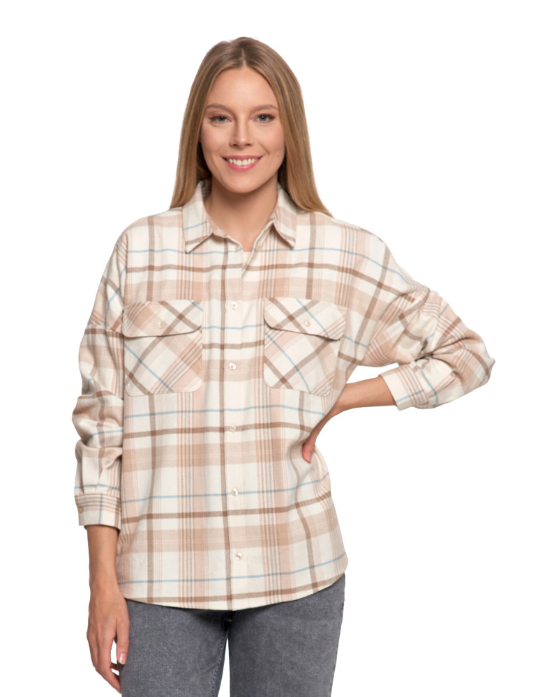 Bluzki i koszule - Koszula damska flanelowa w kratkę bawełniana WZÓR 1  - produkt moraj.pl 7